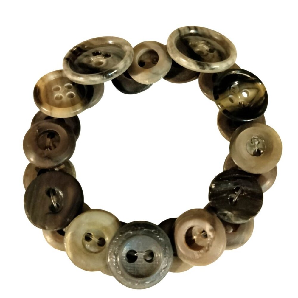 Vintage Gray Button Bracelet Handmade Unique Design